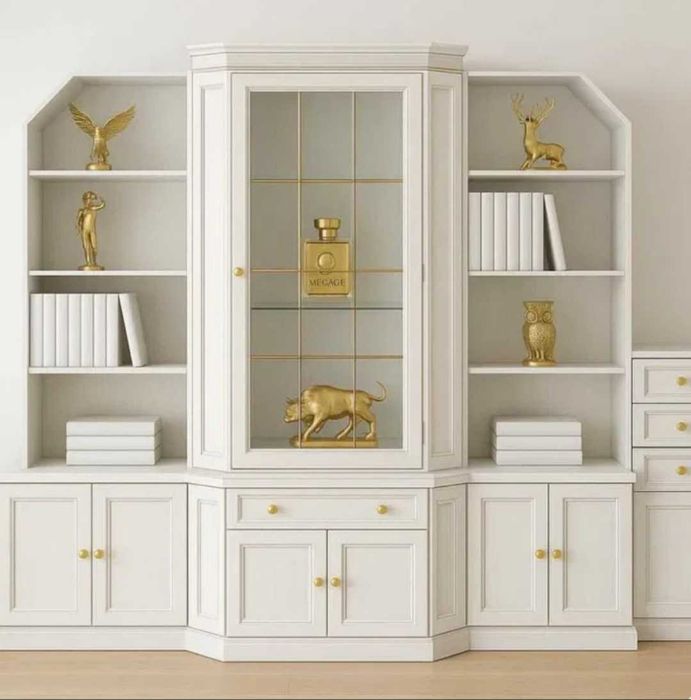 Meblościanka witryna gablotka biała stylowa retro vintage antyk