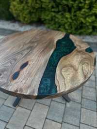 Stolik okrągły stół ława żywica loft drewno