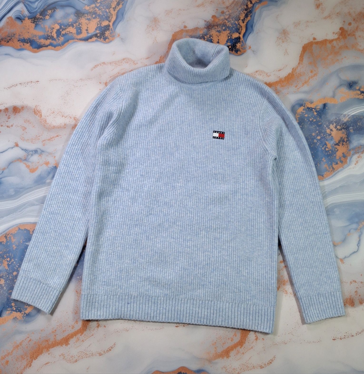 Свитер Tommy Hilfiger Jeans шерстяной мужской с горлом гольф оверсайз