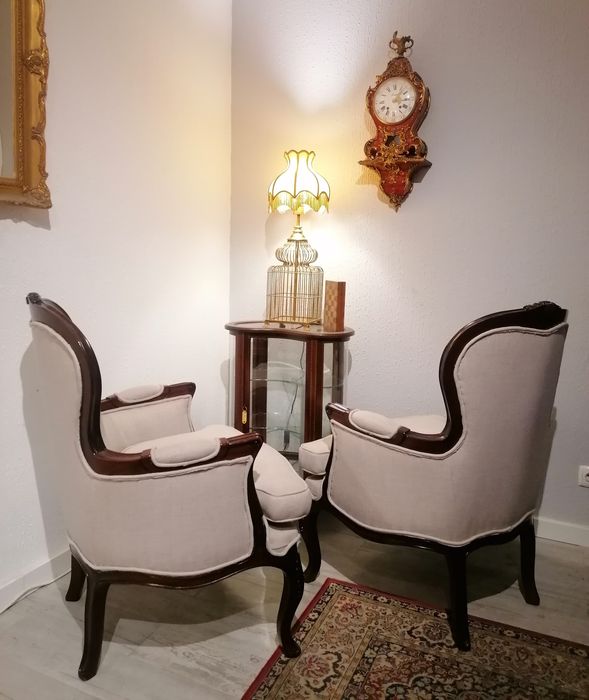 Par clássicas Poltronas (Cadeirões, Bergeres, Cadeiras braços) Luís XV