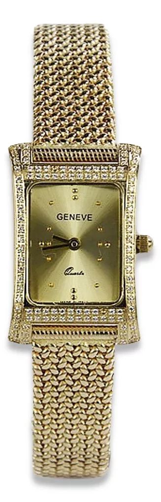 Złoty zegarek damski 14k z BRYLANTAMI Geneve lwd002ydy&lbw003y Poznań