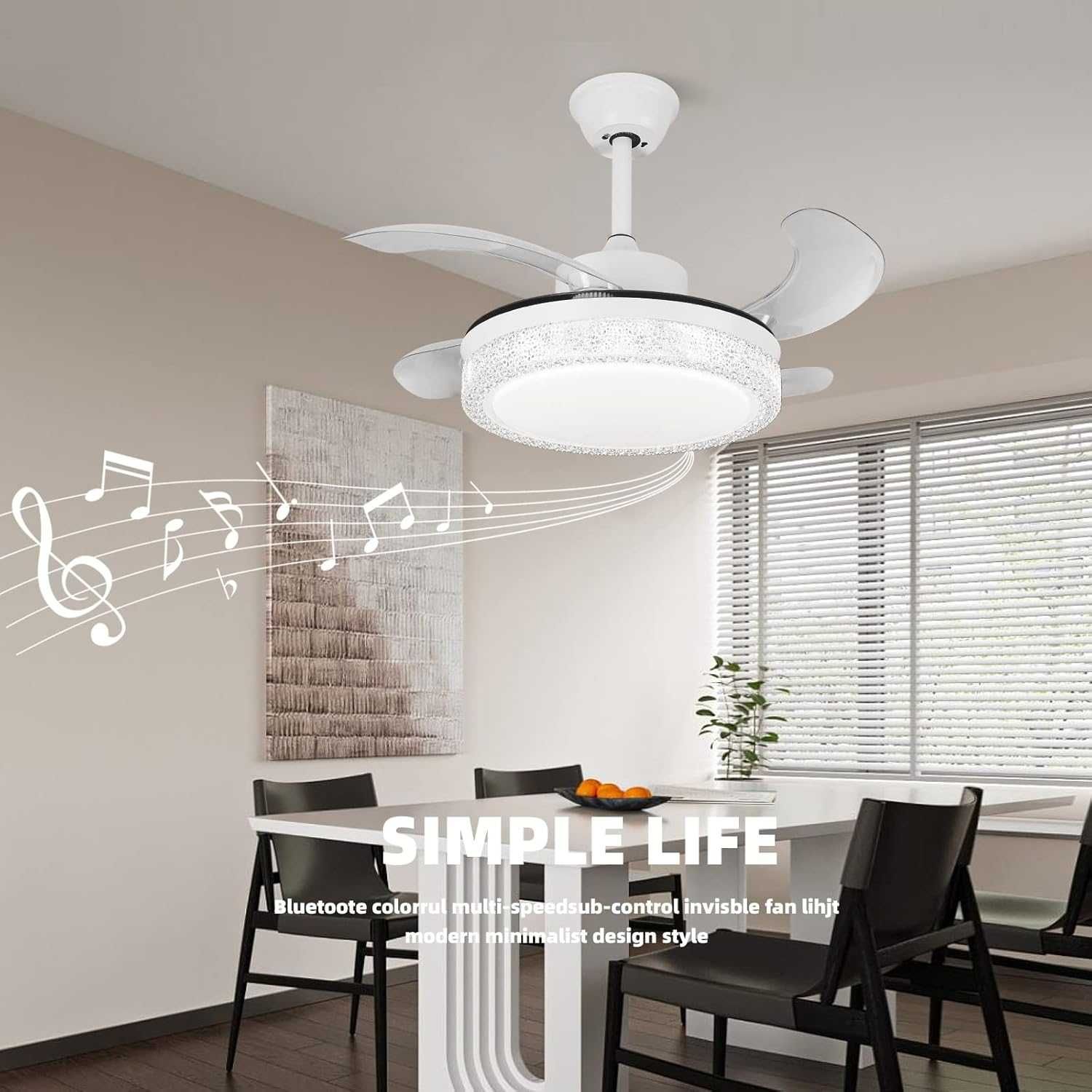 Wentylator sufitowy 36" LED Bluetooth z pilotem i Wi-Fi HOREVO