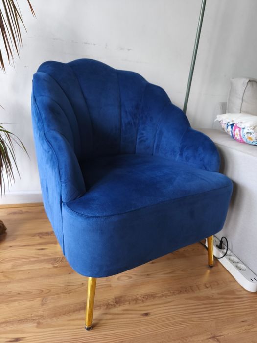 Poltrona de veludo azul