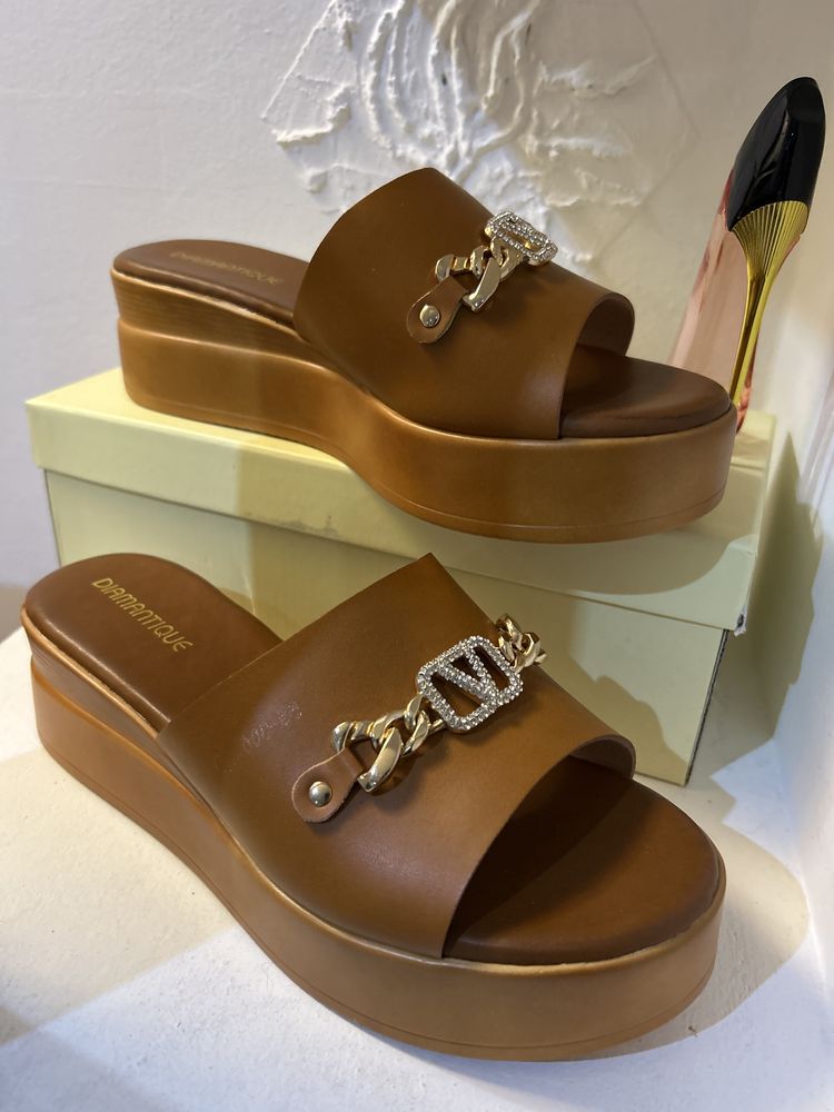 Nowe klapki dzmskie eco skorka camel rozmiar 39