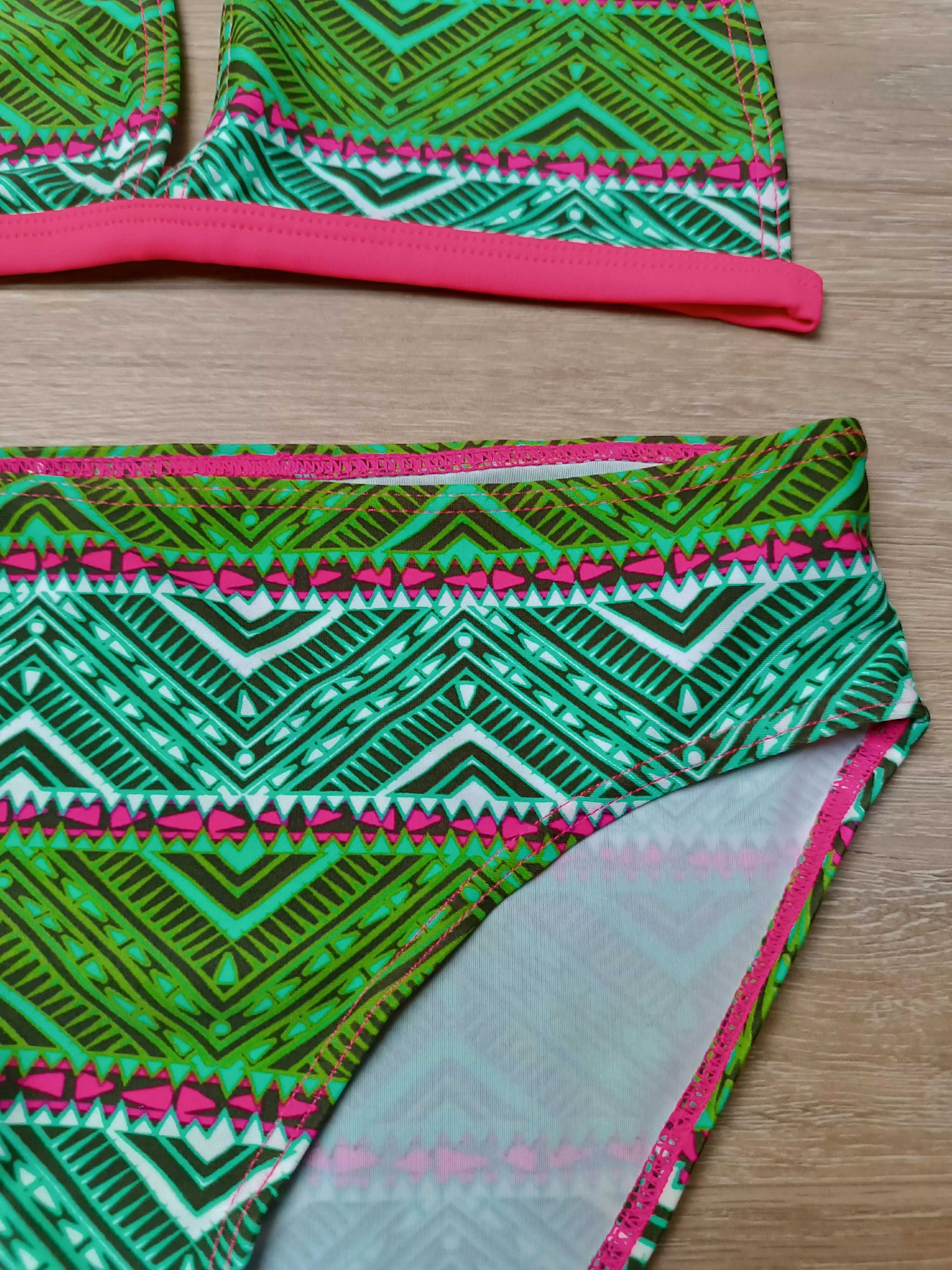 Strój kąpielowy dwuczęściowy bikini zielone geometryczne 'Alive' 164