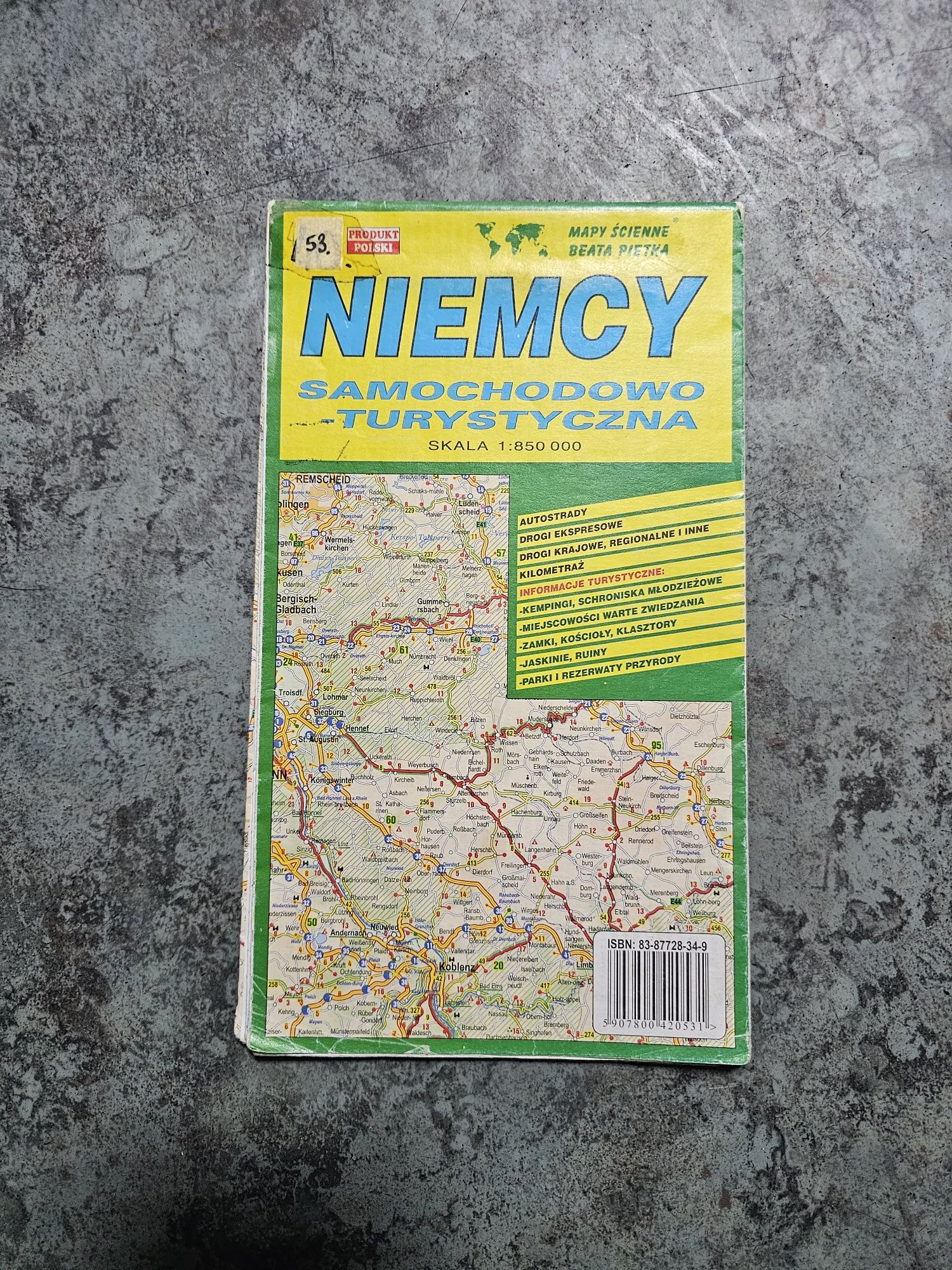 Niemcy. Mapa samochodowo-turystyczna.