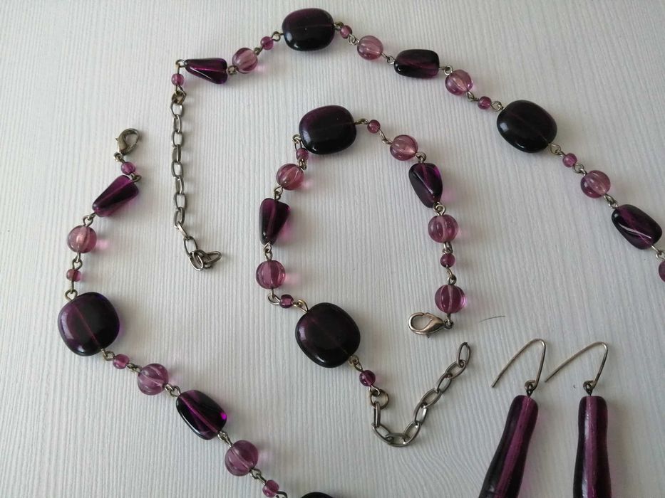 Efektowna biżuteria fioletowe szkło
