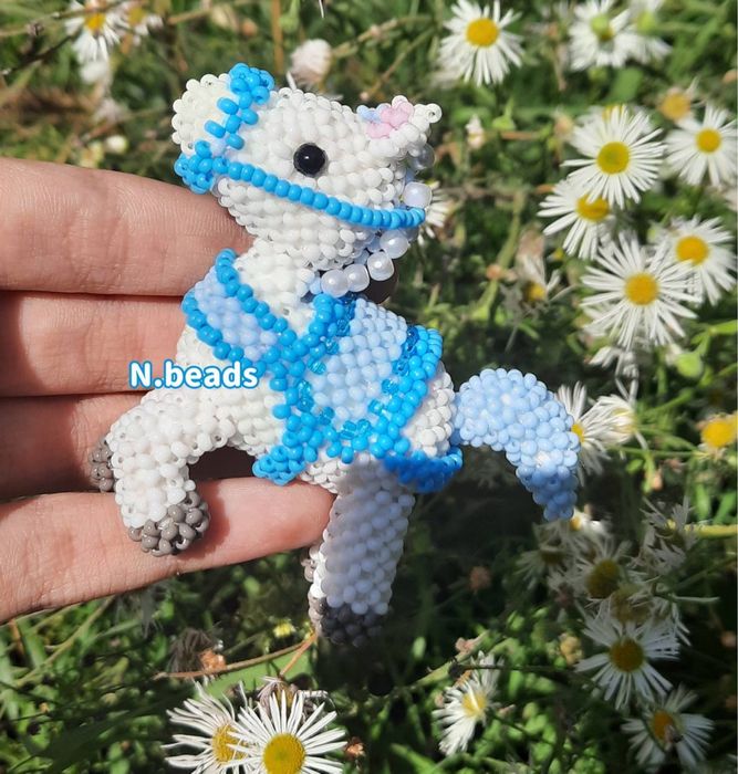 Поні амігурумі з бісеру, брелок / прни фигурка из бисера, брелок