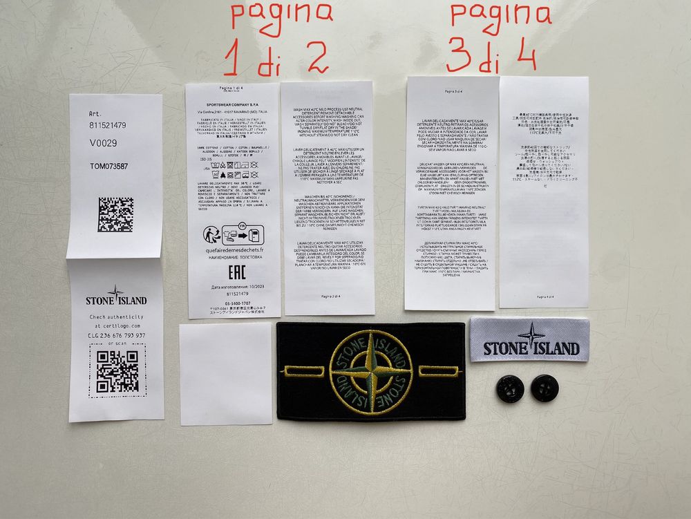Аутентичний комплект аксесуарів Stone Island патч бірки ґудзики бирки