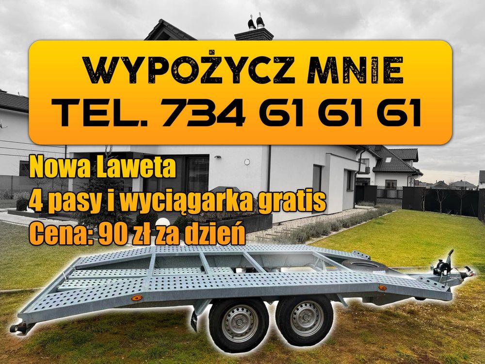 Do wypożyczenia wynajmu nowa Laweta do przewozu aut 4 pasy wyciągarka