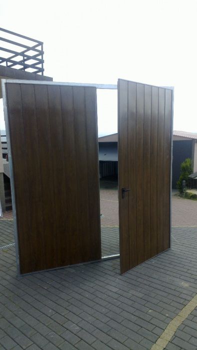 Brama dwuskrzydłowa brąz biały antracyt 200x200 Dostawa Gratis