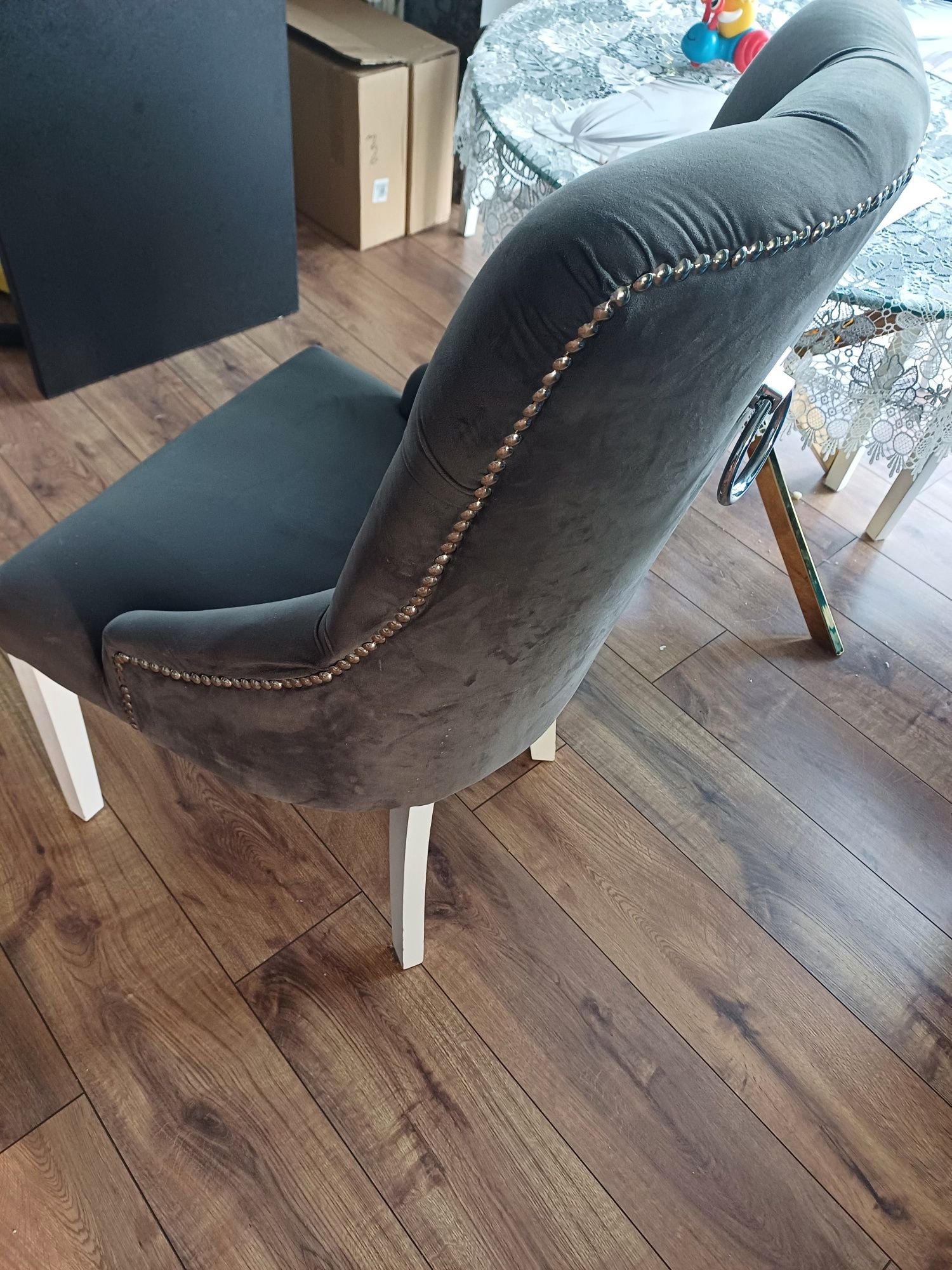 Krzesła glamour 4 sztuki velvet ciemny szary