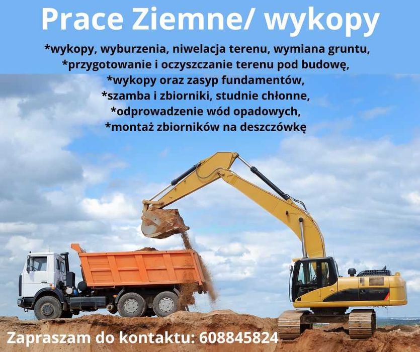 Prace ziemne: wykopy, utwardzanie, niwelacje, wyburzenia - Zabierzów