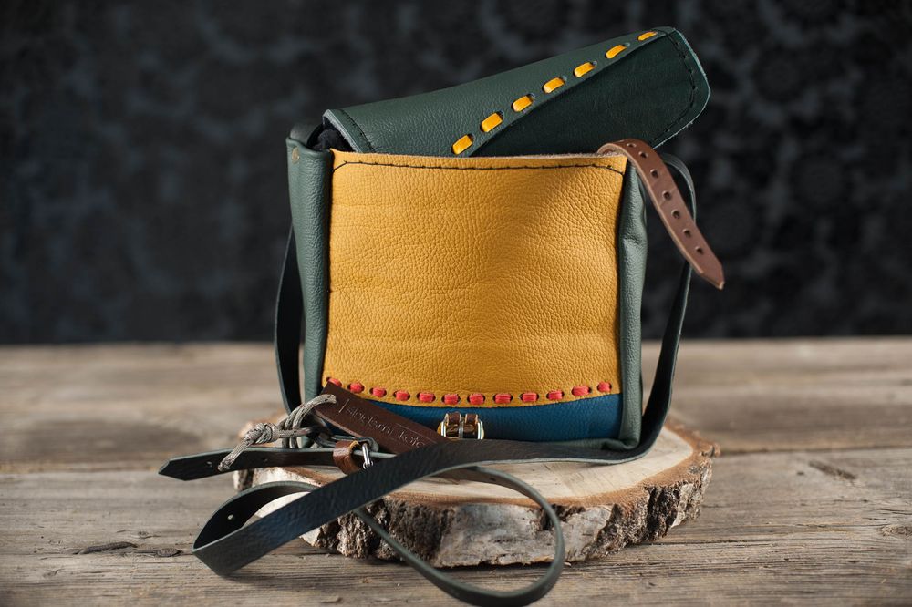 torebka patchwork zieleń z błekitem