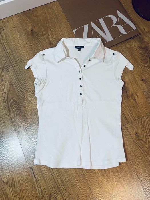Street One 36 biala koszulka polo z kolnierzem