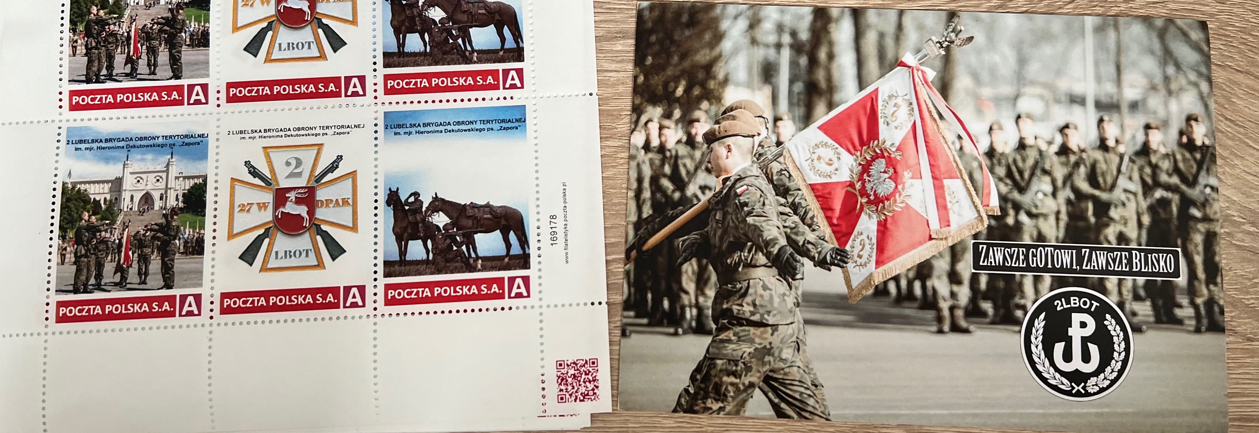 Unikat zestaw 3 znaczków + pocztówka - 2 LBOT / wojsko