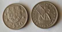14 Moedas da 2⁰ República Portuguesa de 2,50 escudos Níquel