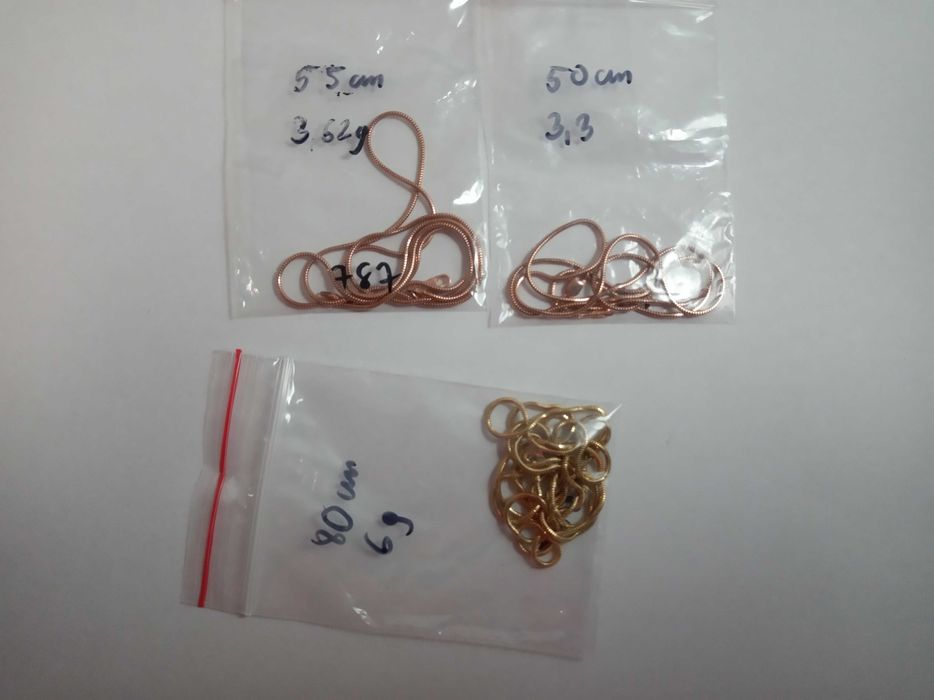 Zestaw 3 pozłacanych łańcuszków ze srebra