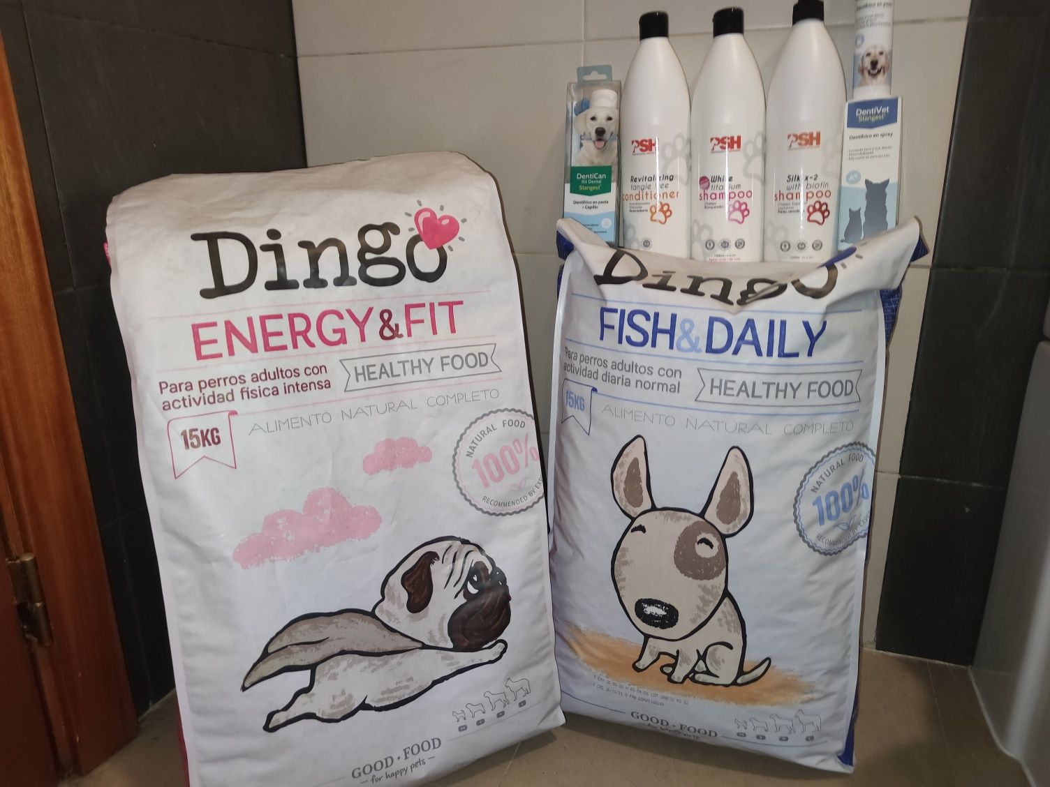 Ração para cão, Champô Cães, Pasta dentes, spray dental Dingo