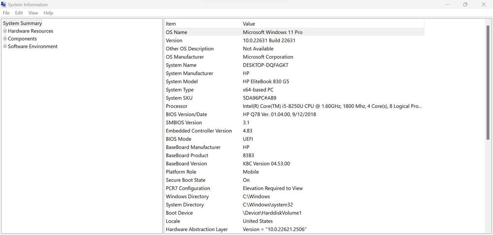 Portatil HP Elitebook 830 G5 CORE i5 8th Gen ( 8GB + SSD 512 GB )