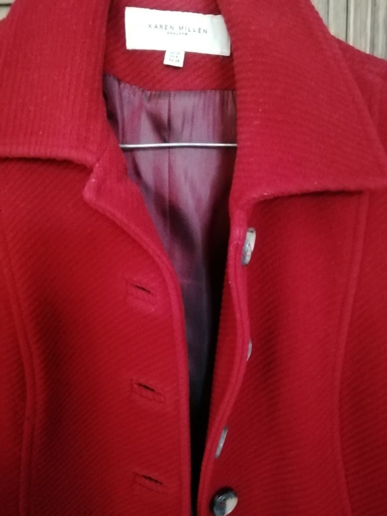 Karen Millen Płaszcz czerwony wełniany M