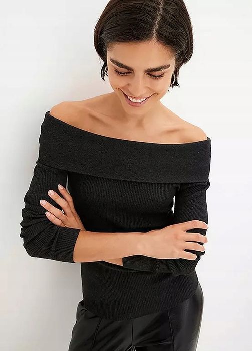 B.P.C bluzka dzianinowa antracytowa odkryte ramiona 48/50.