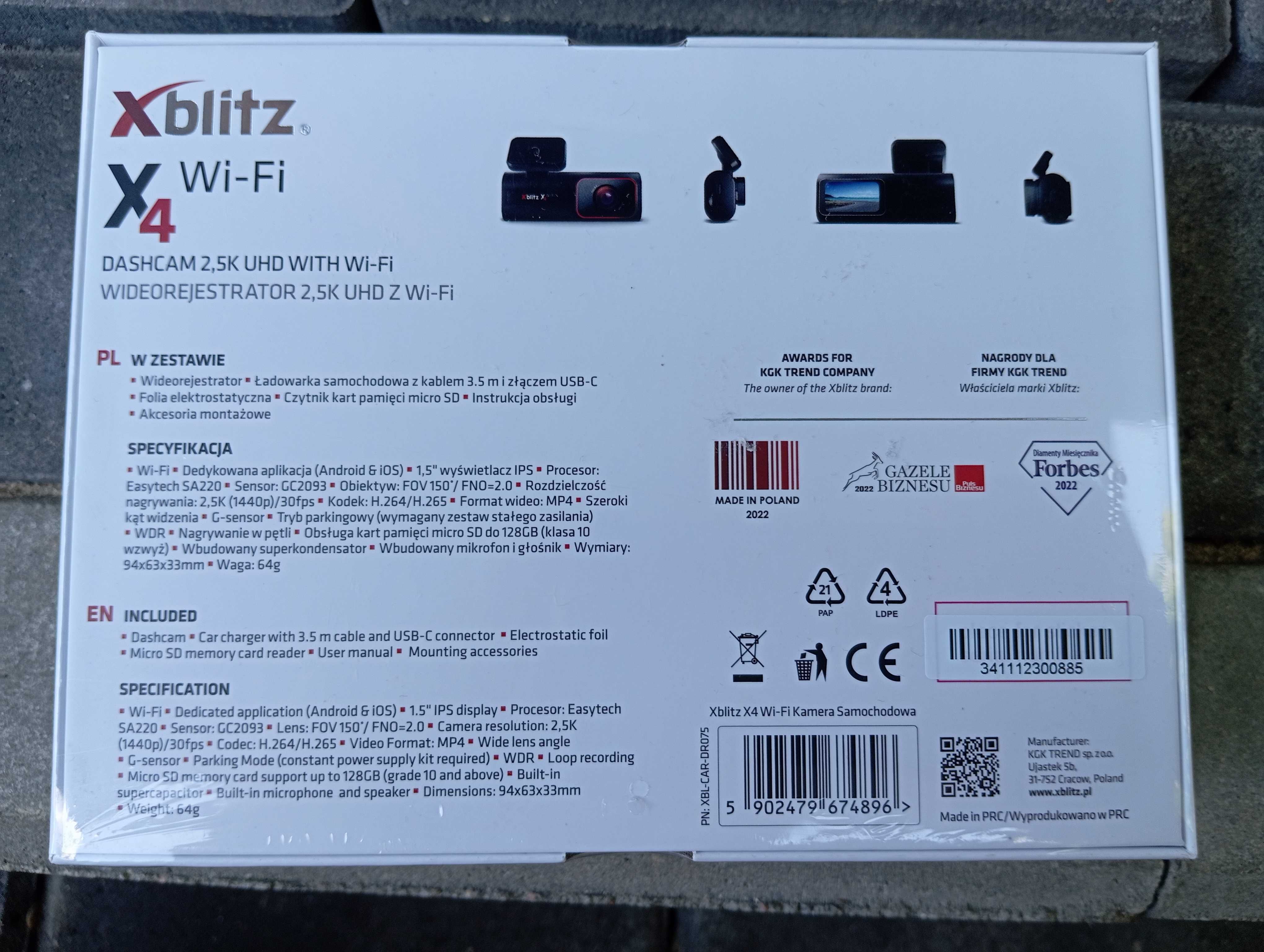Kamera samochodowa XBlitz X4 Wi-Fi