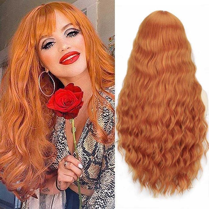 Peruca com franja 6 cores disponíveis cabelo natural longo 70 cm.
