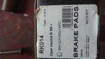 Klocki hamulcowe Vectra B, Omega, Saab, RK014