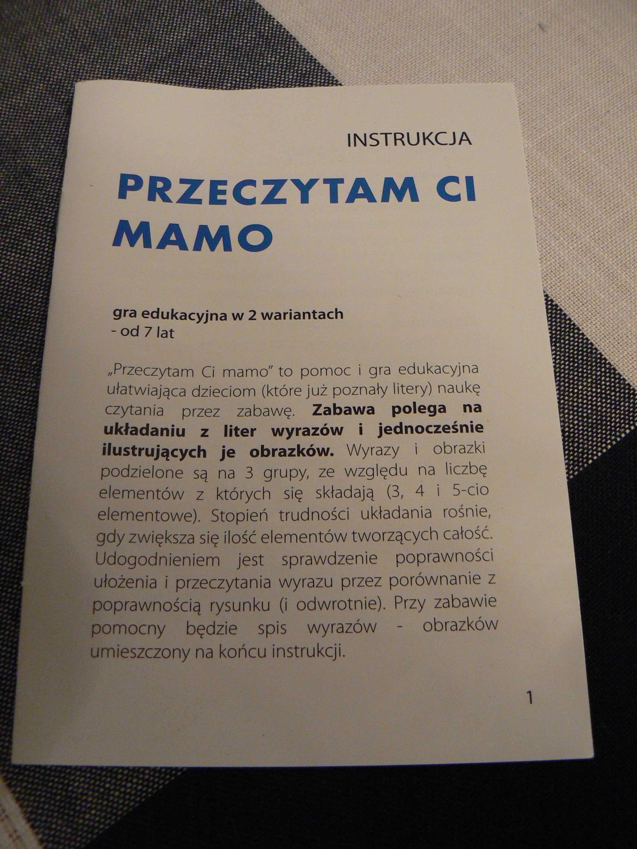 Gra planszowa edukacyjna Przeczytam Ci mamo, prezent