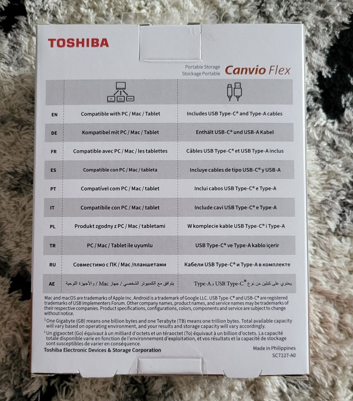 Dysk zewnętrzny Toshiba Canvio Flex - 2TB, USB-A/USB-C, Komplet