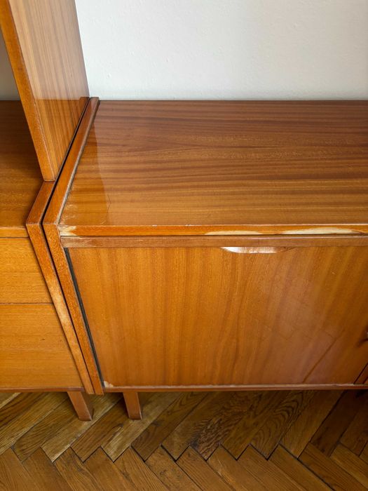 Komoda PRL Odra drewniana na wysoki połysk