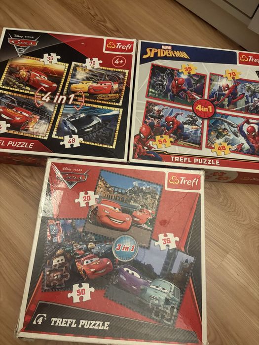 Trefl puzzle auta cars spider man 4+