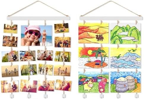 Zestaw 2 drewnianych wiszących ramek do zdjęć