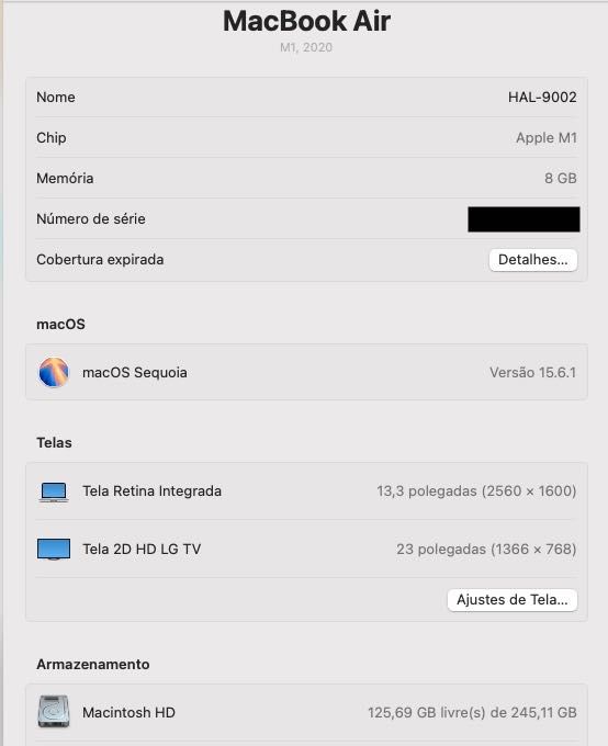 Macbook Air M1 13" [ECRÃ DANIFICADO]