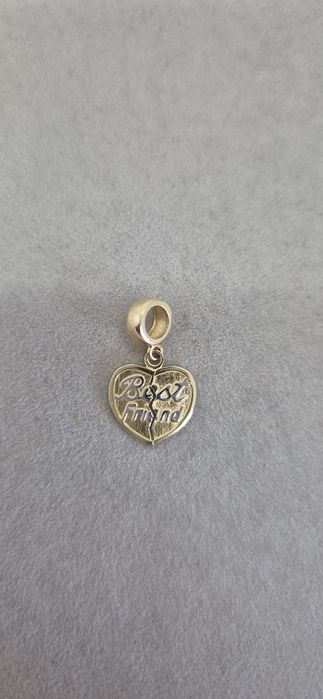Złoty charms do bransoletki typu Pandora, BEST FRIEND,serce