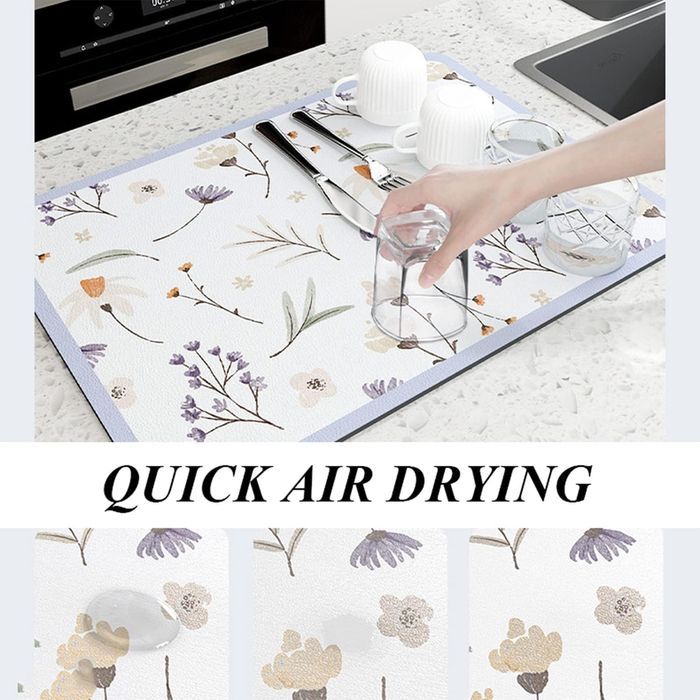 CALOPEAH Super Chłonna Mata Ociekowa do Naczyń 50 x 40 cm Kwiaty