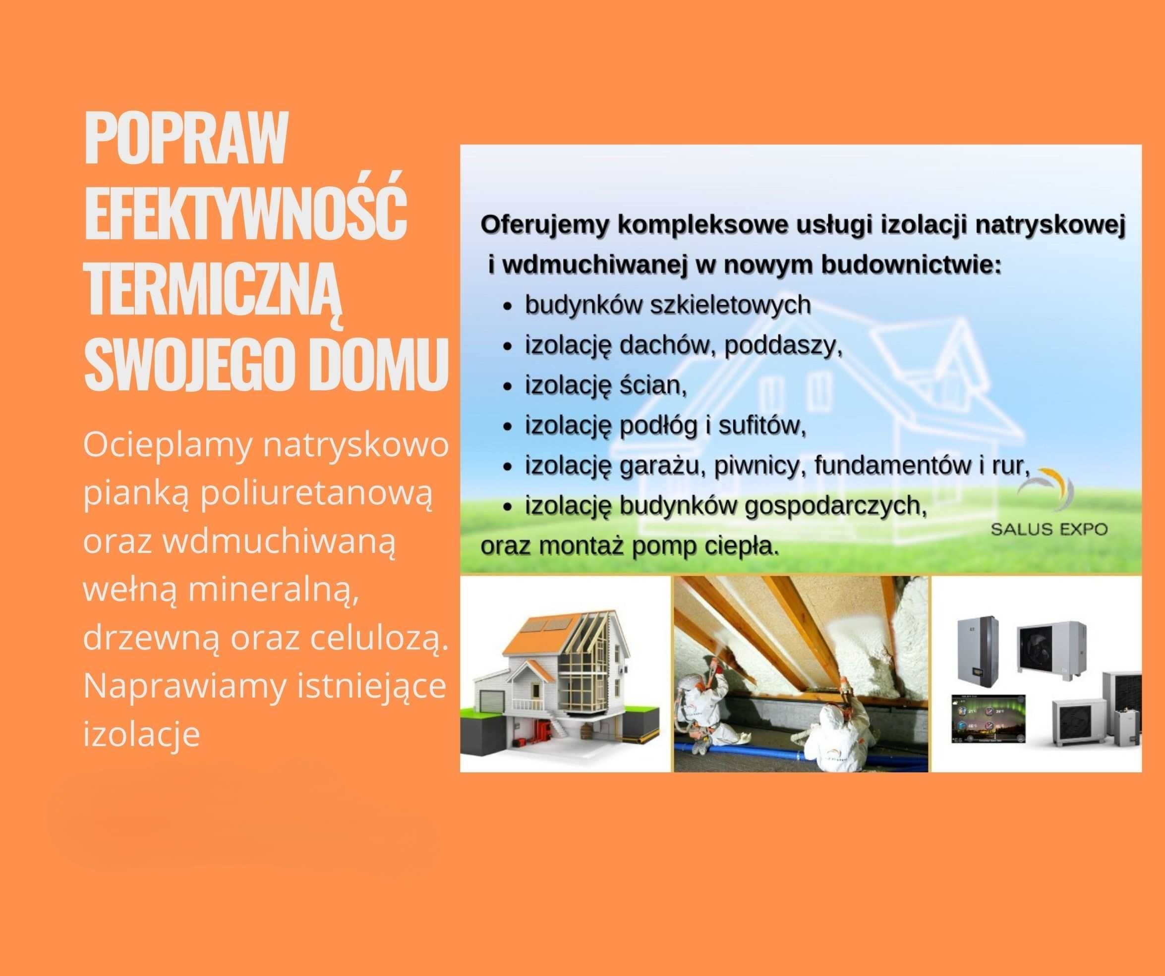 Ocieplanie poddaszy, stropów, naprawa ocieplenia celulozą, wełną