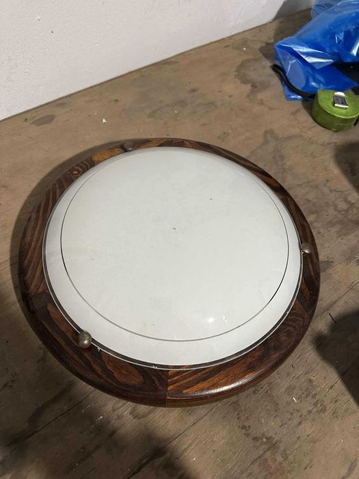 Plafon sufitowy drewniany z mlecznym kloszem Darmowa dostawa