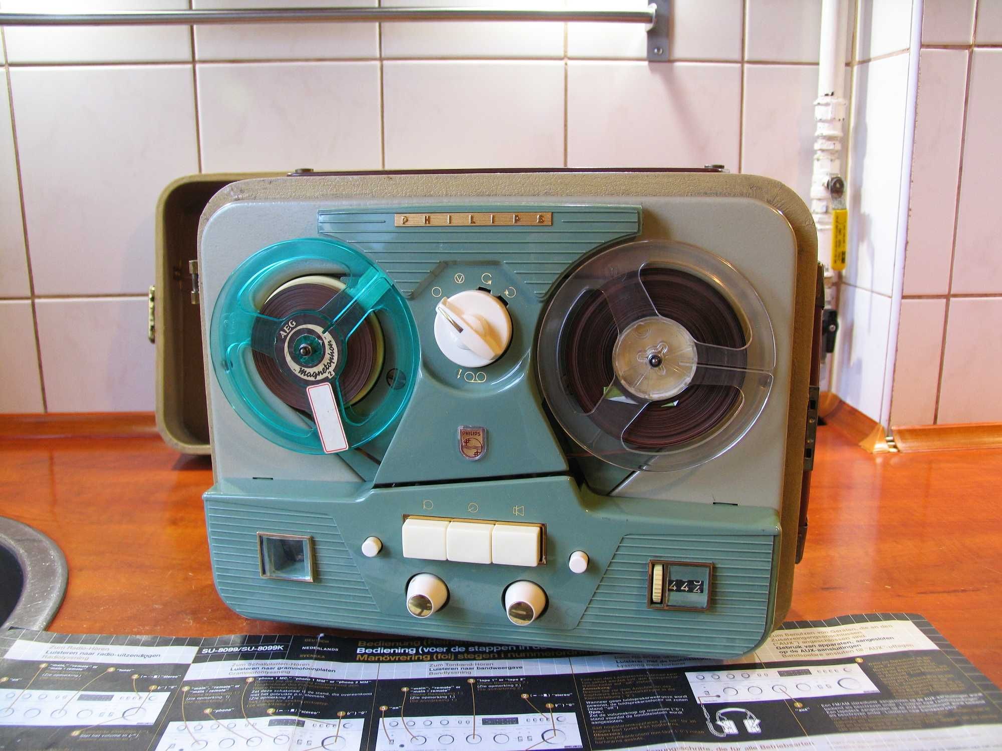 PHILIPS EL 3520/00 / Lampowy Magnetofon Szpulowy 1958r '' Przenośny ''