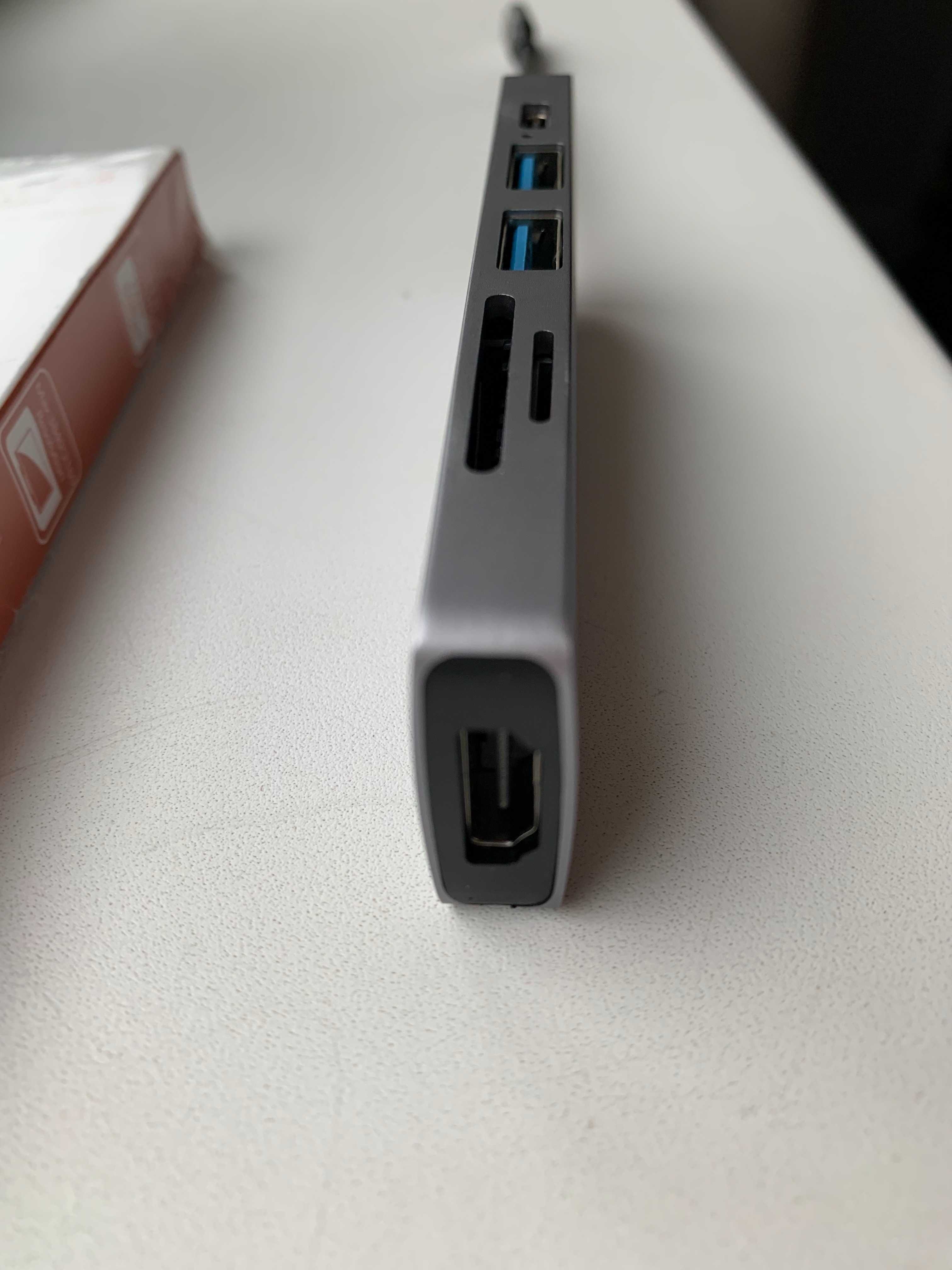 ХАБ usb type c 6in1 4K HDMI 65W SD microSD macbook hp dell lenovo