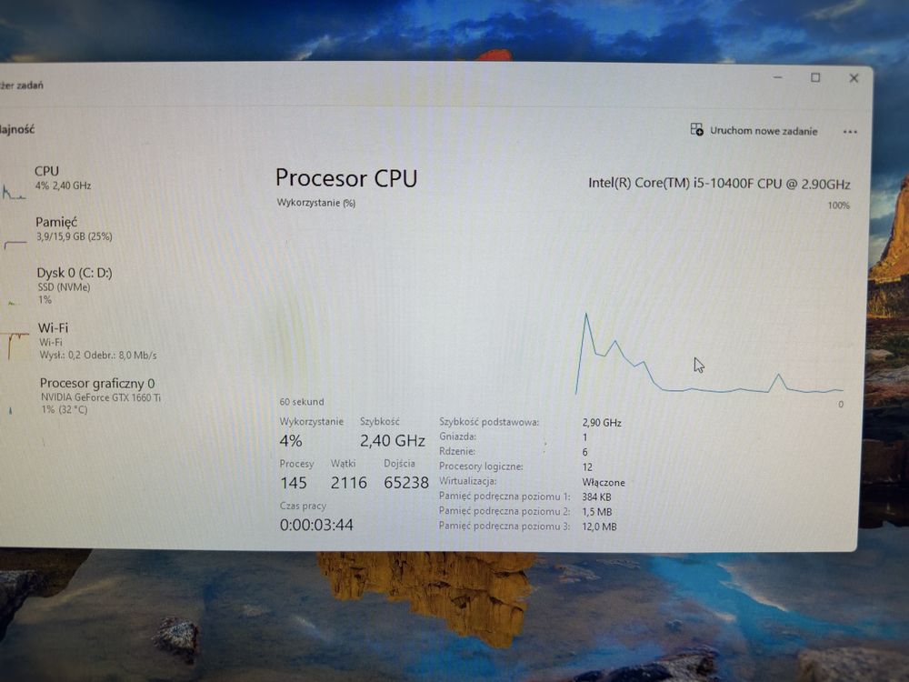Komputer intel i5, 1660 ti, 16ram, dysk m2