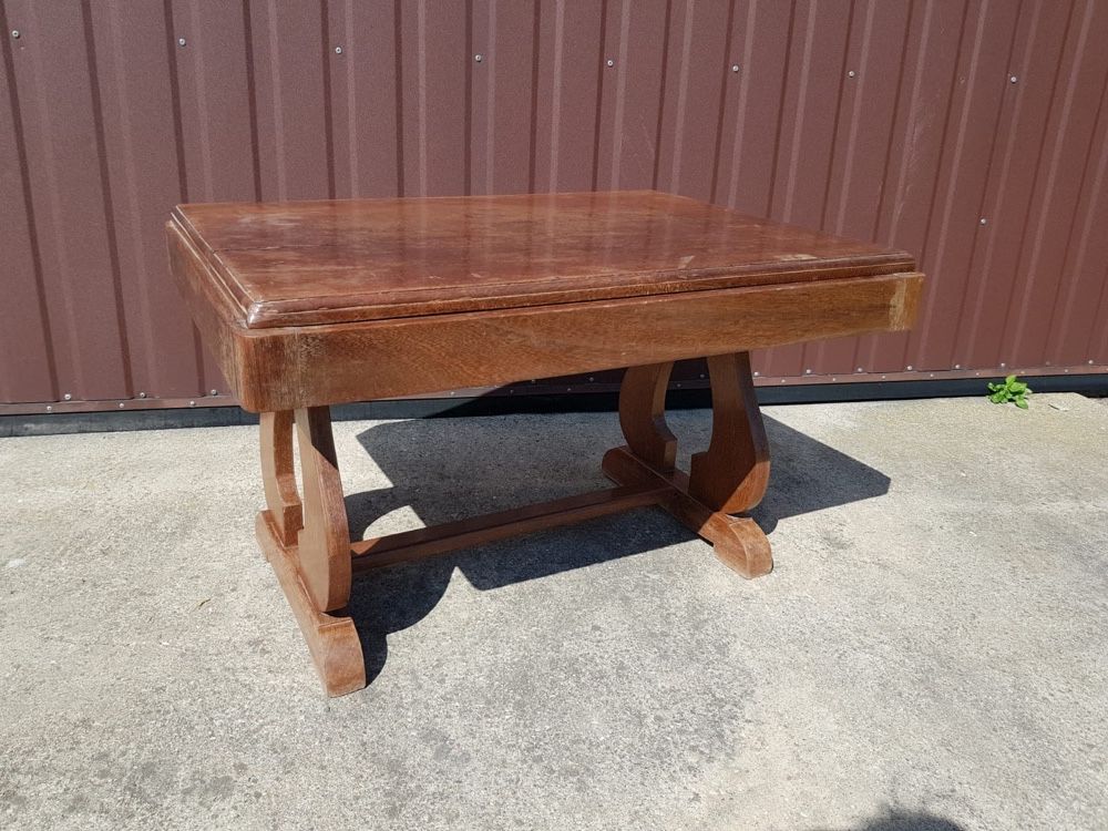 Stół - ława drewniana z efektownymi nogami ANTYK DO RENOWACJI !