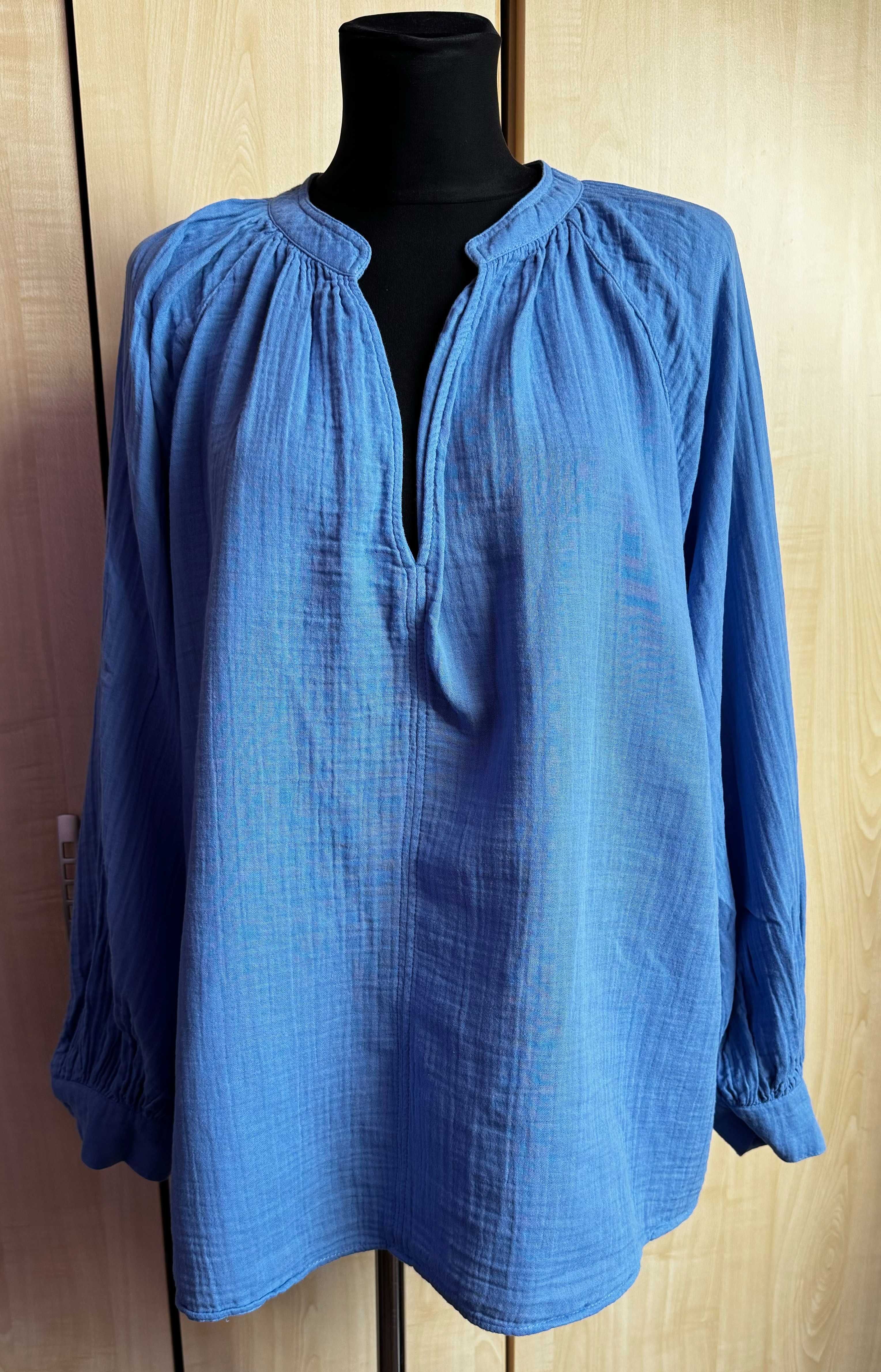 Niebieska muślinowa bluzka H&M XL