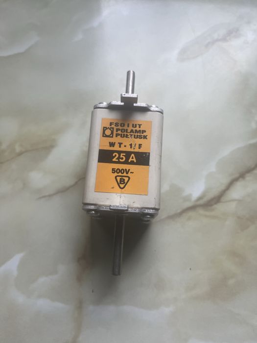 Nieuzywana Bezpiecznik topikowy POLAMP Pułtusk WT-1/F 25A 500V