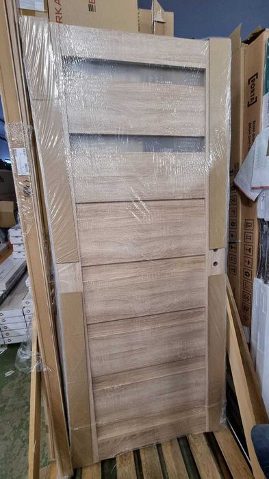 Drzwi wewnętrzne 80 Prawa Łazienkowe z ościeżnicą Dąb Sonoma - NOWE