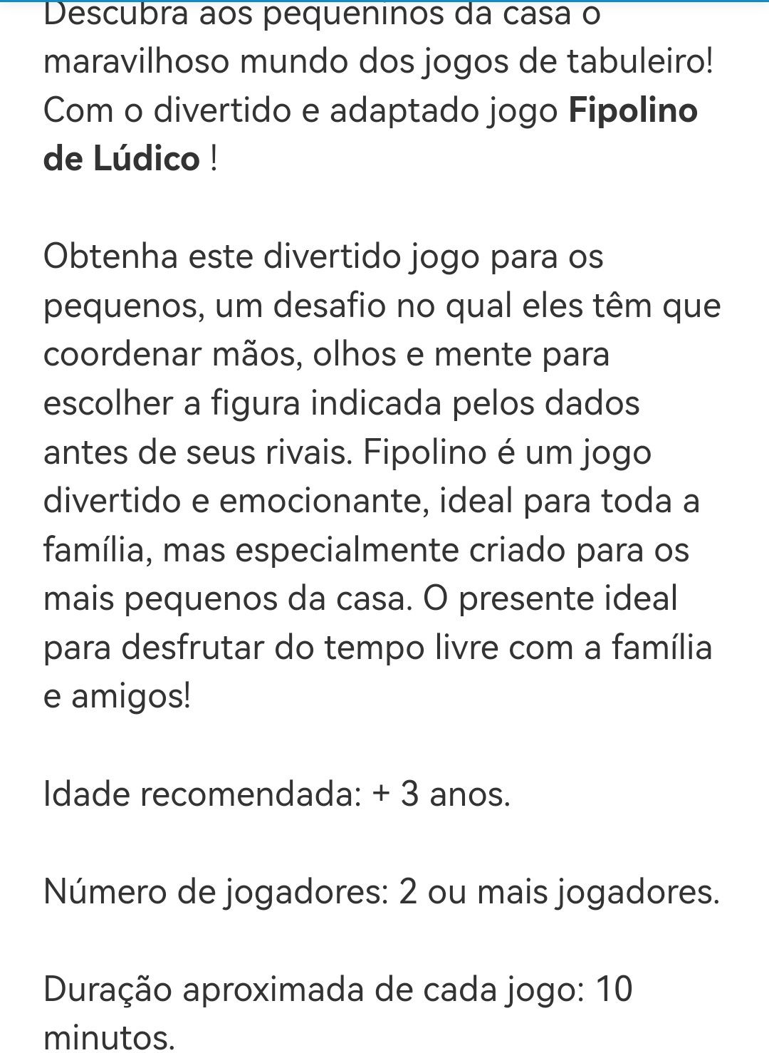 Jogo de Dados LUDILO Fipolino(Artigo único)