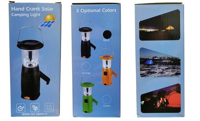 Lampka kempingowa 3 in 1 uniwersalna ładowanie z solar + usb + dynamo