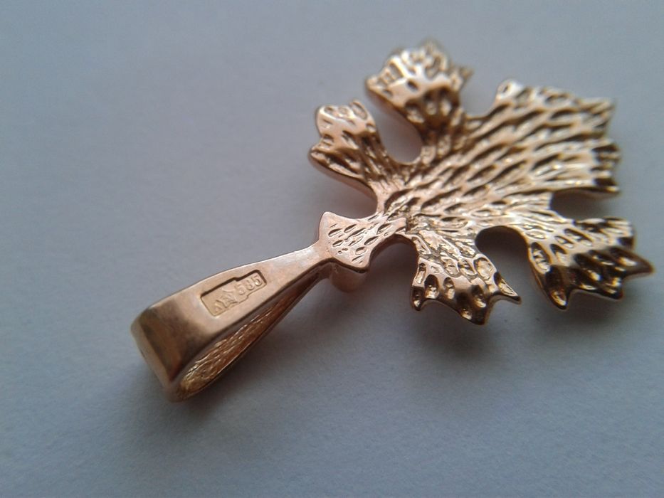 Золотая подвеска 1,47 гр. 583 СССР золотой кулон золота підвіска лист