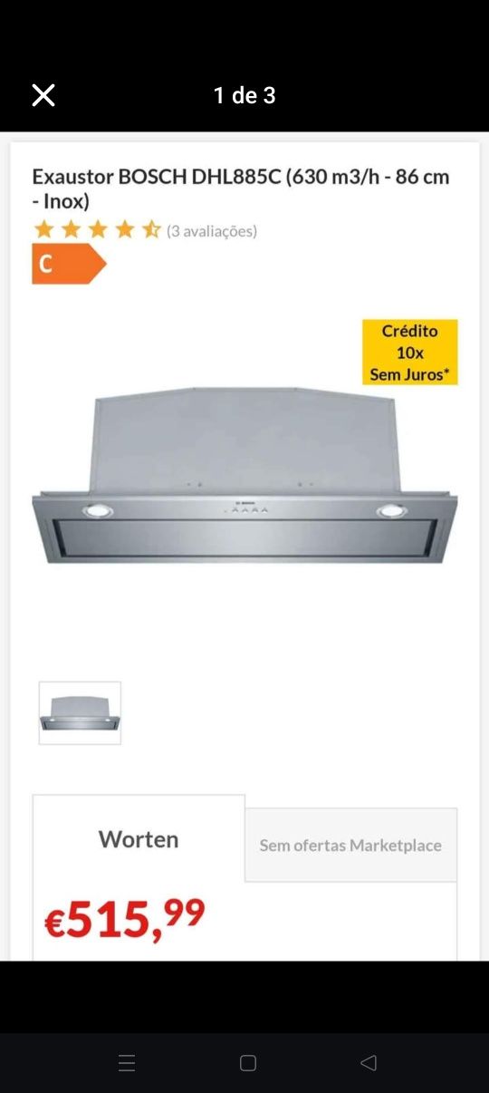 Exaustor Bosch 86cm Inox (encastre) NOVO